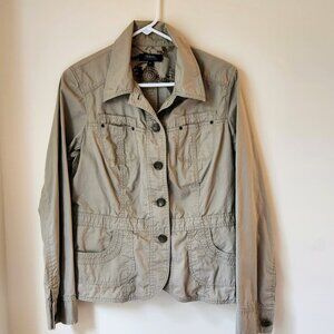 Tribal Khaki 100% Cotton Utility Jacket Blazer sz 10 chino safari style